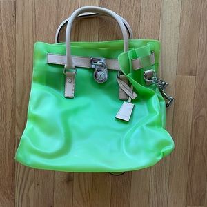 Michael Kors Lime Green See Through Plastic Tote